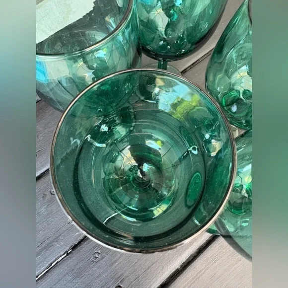 Vintage Empoli Green Wine Glasses – Hand-Blown Italian Mid-Century Barware